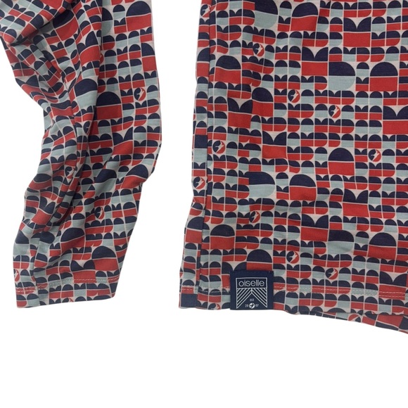 Oiselle Orange Red Blue Patterned Long Sleeve Top XL - Picture 6 of 7